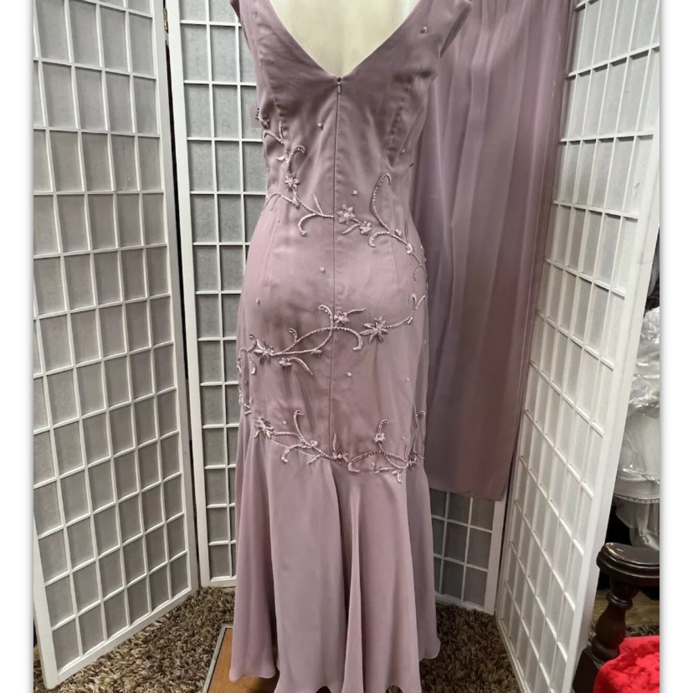 Dress, parties/cocktail, Dusty Pink, decorated, rhinestones, with shawl,size14.: - Picture 3 of 11